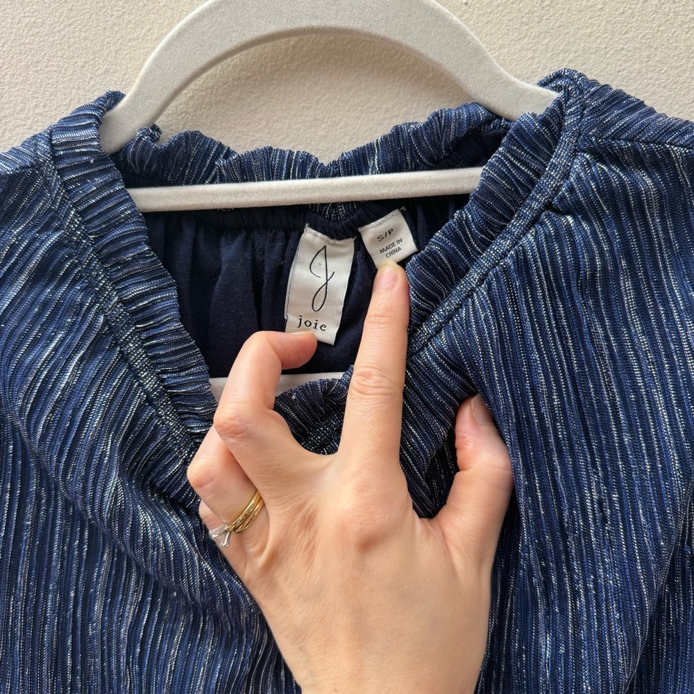 Joie Blue Long-Sleeve Smocked Blouse - Picture 5 of 8